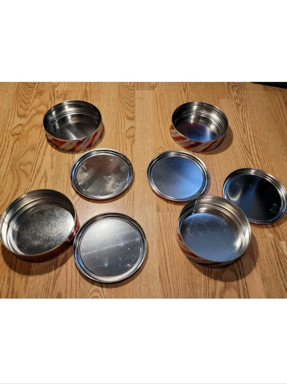 Butter Cookies Round Tin Containers & Lids Lot Of 4 EMPTY